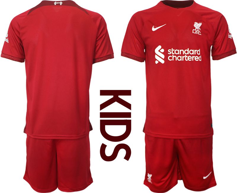 Cheap Youth 2022-2023 Club Liverpool home red blank Soccer Jersey